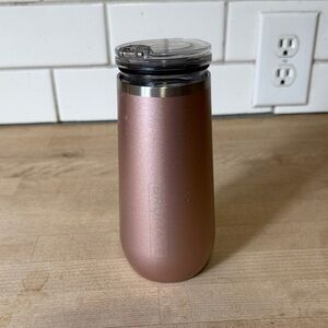 BrüMate Champagne Flute 12oz with Flip-Top Lid Glitter Rose Gold